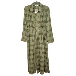 Umgee Green Midi Long Sleeve Shirt Dress NWT Size Medium